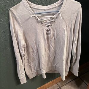 Women's Lace-Up Gray Top